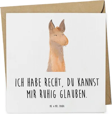 Produktbild von Mr. & Mrs. Panda Glückwunschkarte Lamakopf Genervt - Weiß - Geschenk, Lama, Lamas, faltkarte, Partnerin, doppelkarte, Chef, Azubi, Klappkarte, Freundin, Grußkarte