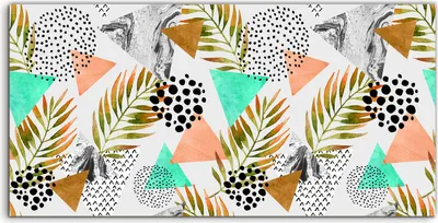 Produktbild von Coloray Acrylbild 100x50  Wandbild Acrylbilder Abstrakte tropisches Aquarell Blätter