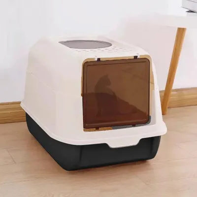 Produktbild von Katzentoilette - Katzenklo mit Haube - XXL - Herausnehmbare Schale - Schaufel inklusive - Bis 15 kg - Kunststoff - Schwarz
