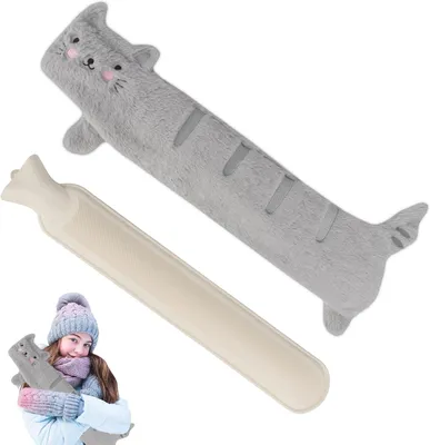 Productafbeelding van Warmwaterkruik, lang, behaaglijk, 2 liter, dierenkruik met hoes, ketting, voor warmwaterkruik, pluche warmwaterkruik voor rug