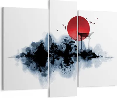 Produktbild von Bild auf Leinwand - Leinwandbild - 3 Teile - Rot Sonne Tor - 95x80cm - Wand Bild - Wanddeko - Wandbilder - Leinwanddruck - Bilder - Wanddekoration - Leinwand bilder - Wandbild - CB95x80-4666