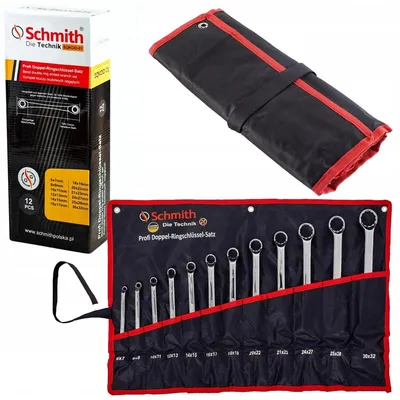 Image de Schmith : Jeu de clés à anneaux courbées, 12 pièces, coffret d'outils