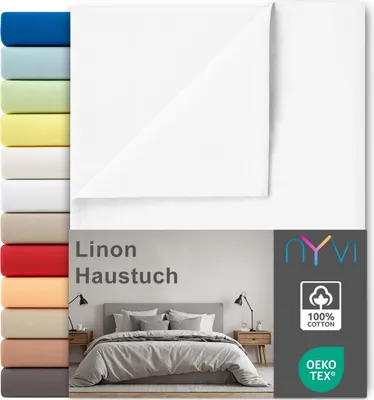 Produktbild von Linon Deluxe Bettlaken ohne Gummizug aus 100% atmungsaktiver Baumwolle - Betttuch auch als Sommerdecke nutzbar, Farbe:Anthrazit, Größe:240x260 cm