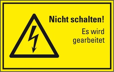 Produktbild von Dreifke® Aufkleber I Maschinen-Hinweisschild Nicht schalten! Es wird gearbeit...