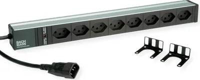Productafbeelding van BACHMANN 19-inch stekkerdoos met 8 stopcontacten (type T13), 2300W, voorzien van IEC320 C14 stekker