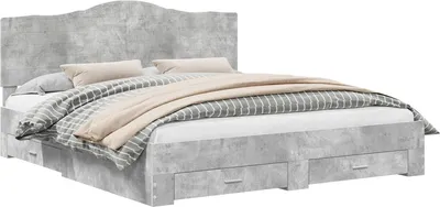 Immagine prodotto di vidaXL Struttura letto con cassetti grigio cemento 200 x 200 cm Materiale a base di legno
