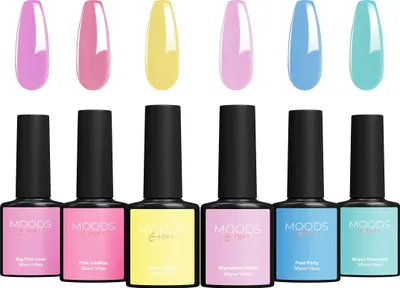 Produktbild von Moods Gellac 6-teiliges Nagellack Set – 8ML – Gel-Nagellack – Gel-Nagellack – UV-LED-Gel-Nagel – Maniküre-Set – Semi-permanenter Gellack (Miami Vibes)