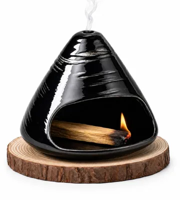 Image de Solidchoice - Supports de plantes en céramique en forme de montagne, avec sous-verre en bois
