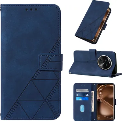 Produktbild von Hülle für Oppo Find X6 Pro Prägung Flip Leder Kartenfächer Schutzhülle mit Ständer Blau