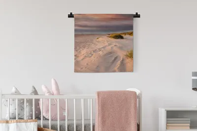 Produktbild von MuchoWow® Wandteppich Wandbehang Sand - Sonne - Meer 60x60 cm Tapisserie Dekoration Wandtuch - Dekorationen - Wand Decke