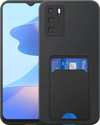 Immagine prodotto di Adatto per Oppo A16 / A16s / A54s Custodia per telefono con supporto per schede in TPU - Custodia flessibile in silicone TPU con slot per schede - Nero - Smartphonics