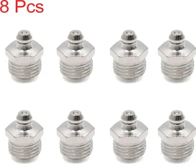 Image de 8pcs Graisseur Droit M14x1.5 Nickelé Filetage Raccord Graissage Pistolets Embout pour Voiture Moto