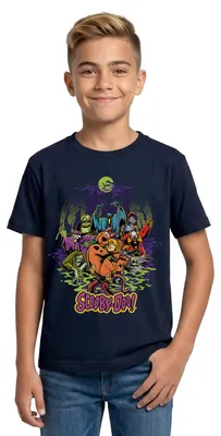 Produktbild von Spreadshirt Scooby-Doo Scooby Mit Shaggy Rogers Halloween Teenager T-Shirt, 134/146 (9-11 Jahre), Navy