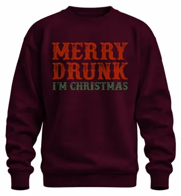 Productafbeelding van Merry Drunk I'm Christmas - Kersttrui, uni, bordeauxrood, maat M