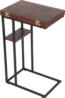 Immagine prodotto di Tavolino Relaxdays, A x L x P: 64 x 52 x 39 cm, piano ribaltabile, MDF, metallo, forma a C, tavolino da divano, marrone/nero