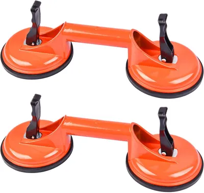 Produktbild von Saugheber 2er Set, Saugheber Fliesen, Vakuumheber, 80kg Tragkraft, Aluminium Saugnapf, Glass Suction Vacuum Lifter, Orange