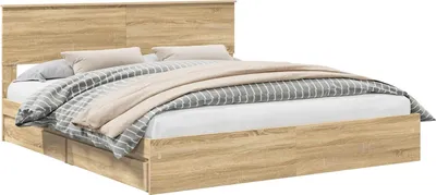 Produktbild von vidaXL Aufbewahrungsbett Sonoma-Eiche 180 x 200 cm Holzwerkstoff