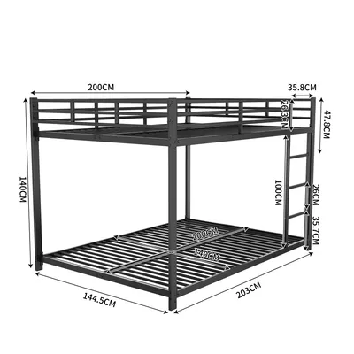 Image de OKWISH Lit superposé 140x200 cm, Métal, Avec Barrière, Noir