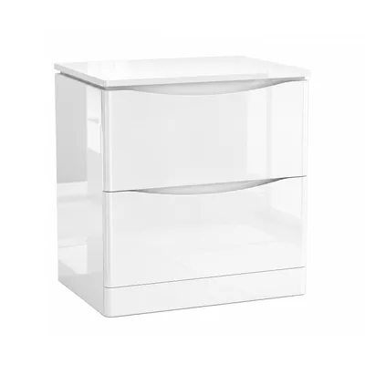 Image de Meuble sous-vasque avec 2 tiroirs Blanc brillant AUSTIN L 79 x H 82 x P 45 cm Meubles de salle de bains