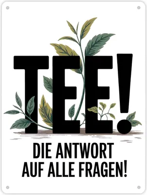 Produktbild von TEE - die Antwort auf alle Fragen Metallschild XL in 21x28 cm für Teeliebhaber