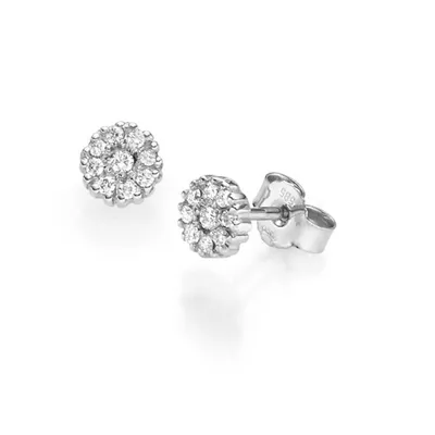 Produktbild von Ohrstecker Ohrringe 6,5mm 18 Diamanten Brillanten, 585 Gold Weißgold Ohrschmuck