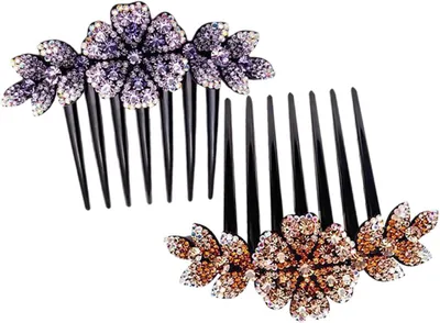 Produktbild von 2 Stück-pack Strass Haarkämme für Damen Elegante Haarspangen mit Blütenform für Partys und Alltag