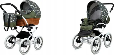Obrázok produktu pre Babylux® Classic White | Kočík 2v1 Set | Olive Star | Kombinovaný kočík | Set kočíka |