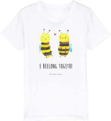 Produktbild von Mr. & Mrs. Panda Organic Kinder T-Shirt Biene Verliebt 9-11 Jahre (134/146) - Weiß - Geschenk, Kleinkinder, Shirt, Teenager, Öko, Shirts für, Kindershirt