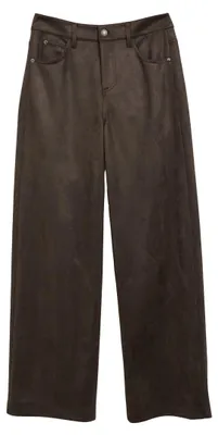 Produktbild von Comma Hose für Damen mit weitem Bein aus Kunstvelours in Braun, Größe 36