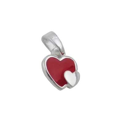 Produktbild von Anhänger 8x9mm Herzen rot-silber Silber 925 rot 8x9mm
