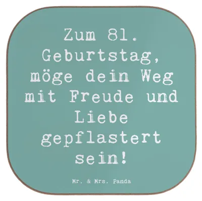 Produktbild von Mr. & Mrs. Panda Untersetzer für Gläser Spruch 81. Geburtstag - Meeresbrise - Geschenk, Coaster, Glückwunsch, Tischuntersetzer, gläseruntersetzer, Geburtstagsfeier