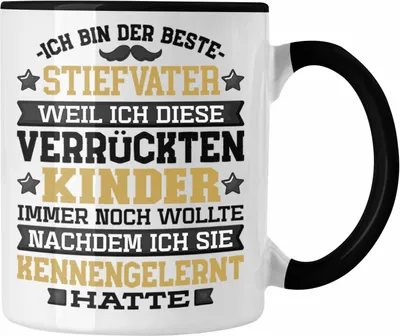 Produktbild von Trendation - Stiefvater Tasse Geschenk Stiefpapa Lustiger Spruch Geschenkidee Bonus Papa Vatertag Ich Bin der Beste Stiefvater (Schwarz)