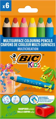 Zdjęcie produktu dla BIC Kids kredki ołówkowe 6 kolorów + temperówka