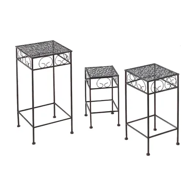 Zdjęcie produktu dla Kobolo Elegancki metalowy stołek w kwiaty z piękną dekoracją w zestawie 3 - salon jadalnia biuro dekoracja wnętrz Deco Home Shelf