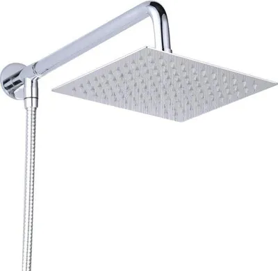 Obrázek produktu pro Dešťová sprcha s držákem na stěnu 203 cm čtvercová sprchová hlavice - design - chromovaná nerezová sprcha bez baterie