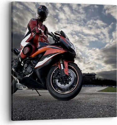 Produktbild von Bild auf Leinwand - Leinwandbild - Sport Rennen Motorrad Reise - 40x40cm - Wand Bild - Wanddeko - Leinwanddruck - Bilder - Kunstdruck - Wanddekoration - Leinwand bilder - Wandkunst - AC40x40-2542