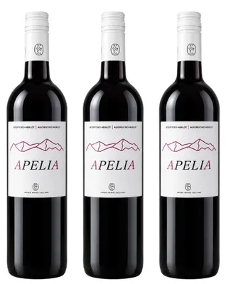 Produktbild von Apelia rot trocken 3x 0,75l | Trockener Rotwein aus Griechenland| 12,5% Vol. | Kourtaki | +20ml Jassas Olivenöl
