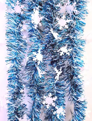 Produktbild von Lametta 5m Girlande Weihnachten Weihnachtsgirlande Christbaumschmuck Deko Schneeflocken LMT10 Blau