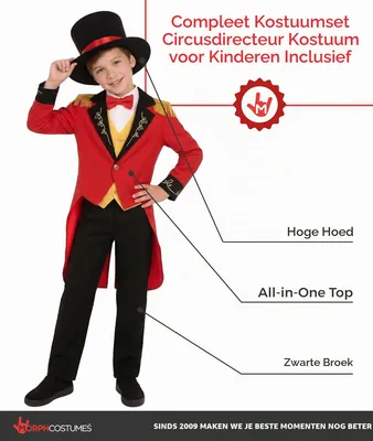 Ringmaster-Kostüm für Kinder, Zirkusjacke, Gr. S (4-6 Jahre)