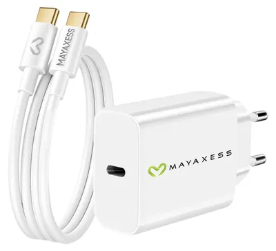 Obrázok produktu pre Mayaxess, 20 W napájací adaptér pre Galaxy A36 + USB-C kábel 1 m, biely
