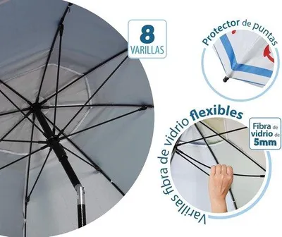 Obrázek produktu pro Hliníkový slunečník Ø 200 cm, modrý – 200 cm
