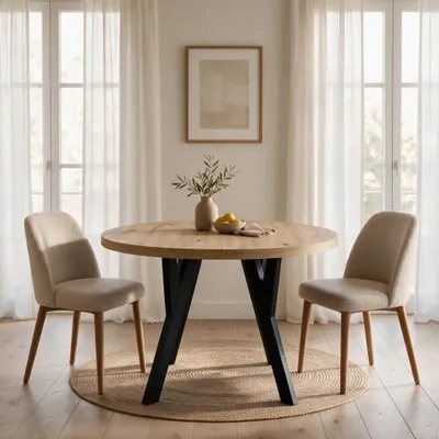 Produktbild von VENASI Esstisch ausziehbar rund 80-160 cm ATO Artisan, Auszugstisch mit Einlegeplatte