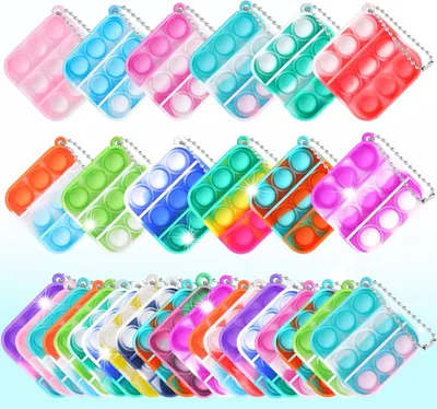 Immagine prodotto di Portachiavi in silicone - Set da 32 pezzi - Giocattoli - Giocattoli a bolle "pop-it" per le dita