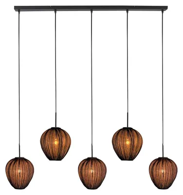Image de Suspension - noir - HaloSwap - métal textile - grande lampe de table à manger - E27 - 4287ZW - Mexlite