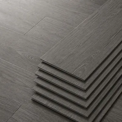 Image de QEENTOE : Dalles de sol en PVC vinyle adhésives, pose facile, imperméables et antidérapantes, couleur gris foncé imitation bois (36 pièces, 5,02 m²)