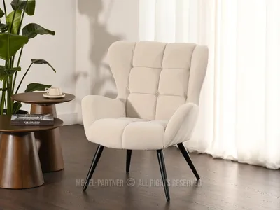 Obrázok produktu pre Kreslo ušiak ARNO - kremové / čierne