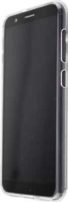 A clear, side-view shot of a smartphone in a transparent protective case.