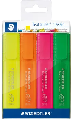 Produktbild von Staedtler 364 P WP4, 4 Stück(e), Grün, Orange, Pink, Gelb, Meißel, Grün, Orange, Pink, Gelb