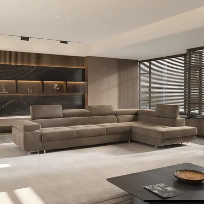 Produktbild von Masseno Ecksofa VICENTE mit Schlaffunktion L-Form, Sofa mit Bettkasten, Wohnzimmersofa, Couch, Soffa, Bettsofa, Couchgarnitur- Beige, MONOLITH 09