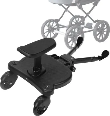 Obrázek produktu pro Jopassy Buggy Board se sedátkem Kiddyboard Pushchair Board Footboard Universal Auxiliary Pedal 360°Two-Wheel Design Black